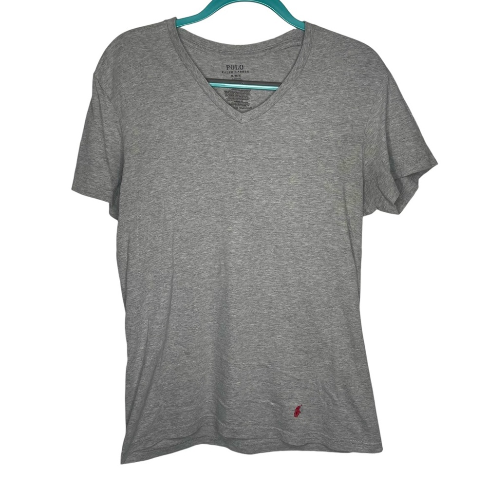 🤑 5/$25 Polo Ralph Lauren Short Sleeve Gray V-Neck Tee Shirt 🔥
